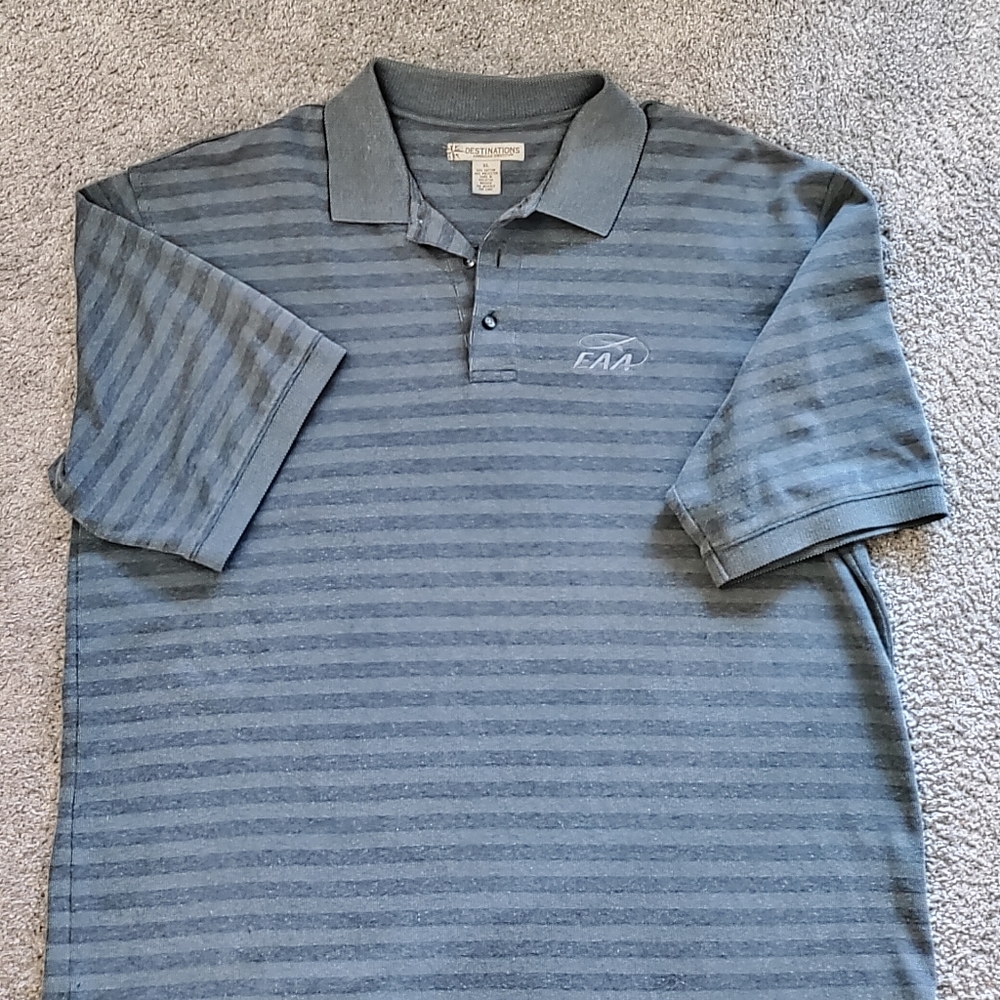 AirVenture XL Men's polo. Aviation 2-tone gray. EUC Oshkosh Pilot. EAA